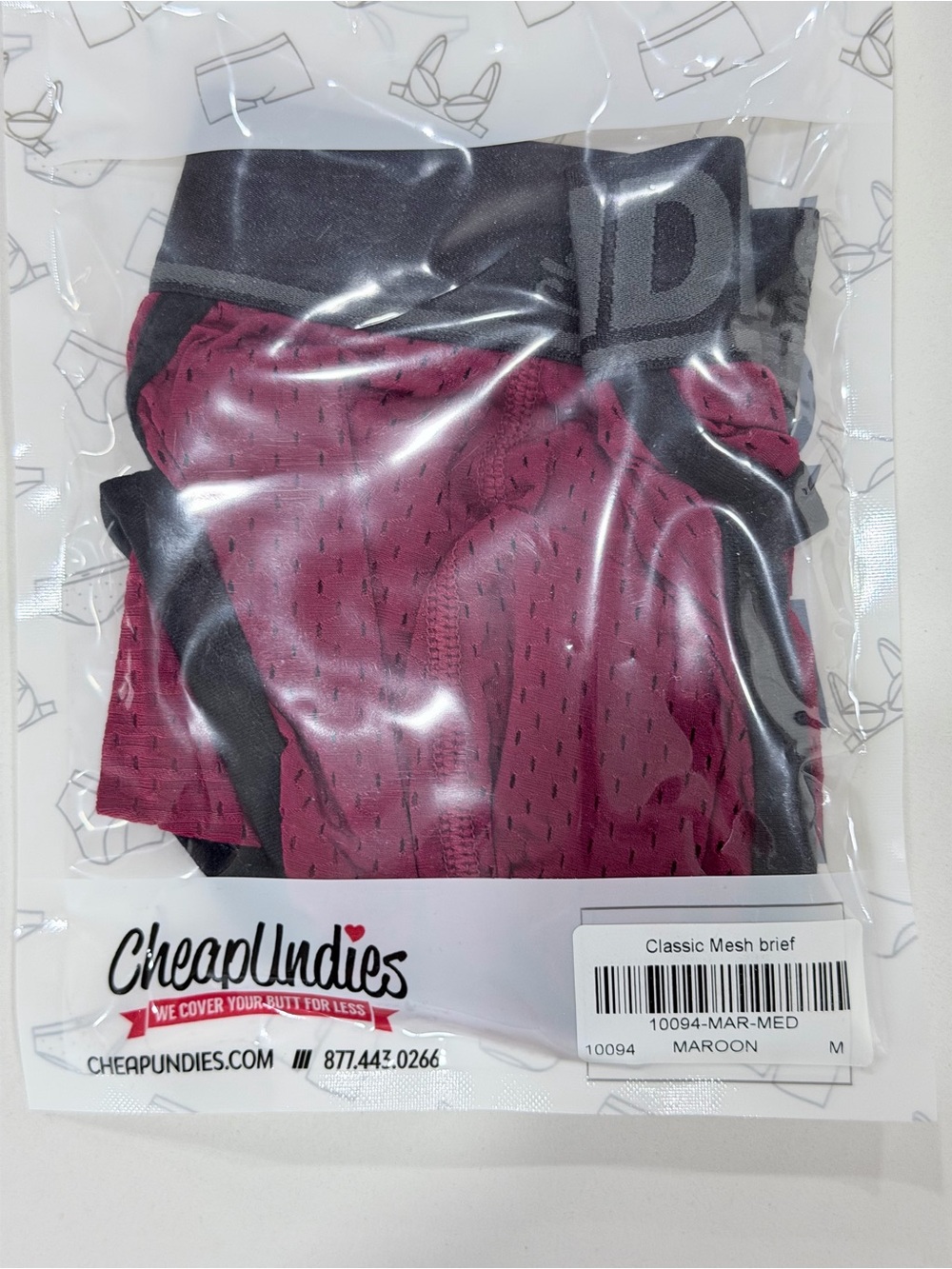 Men's Maroon Classic Mesh Brief - Comfortable Breathable Fit